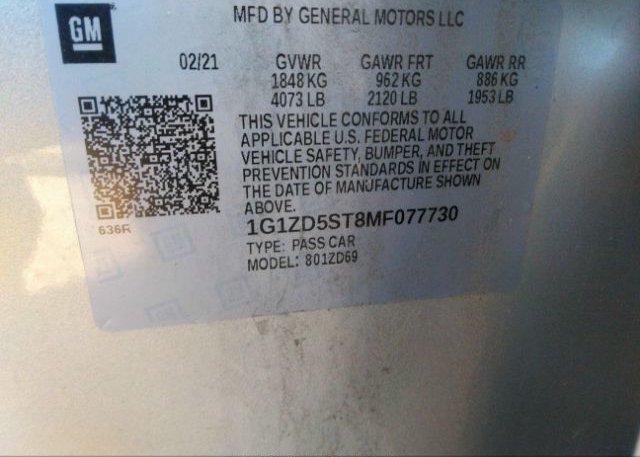 2021 CHEVROLET MALIBU(VIN: 1G1ZD5ST8MF077730