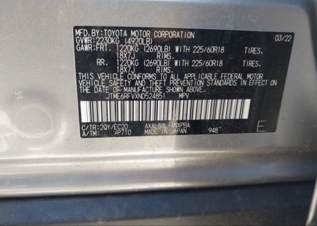 2022 TOYOTA RAV4(VIN: JTME6RFVXND524851