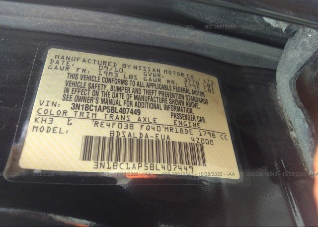 3N1BC1AP5BL407449 2011 NISSAN VERSA