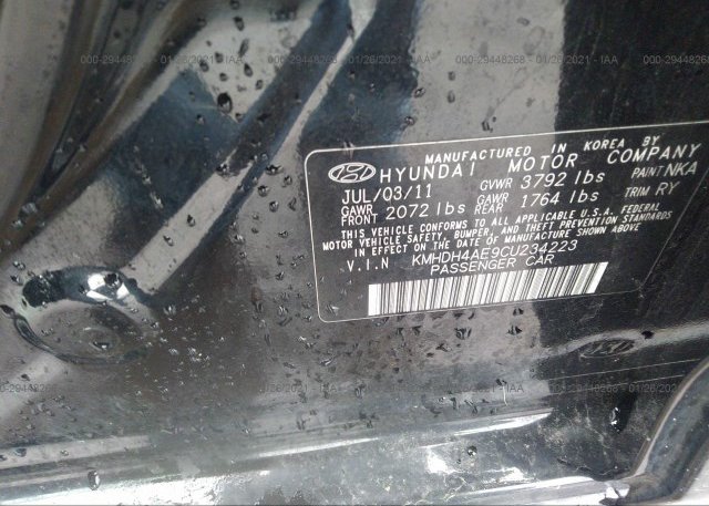 KMHDH4AE9CU234223 2012 HYUNDAI ELANTRA