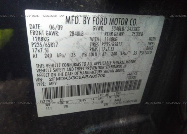 2FMDK3GC6ABA05700 2010 FORD EDGE