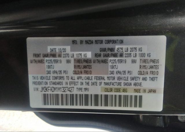 2021 MAZDA CX-5(VIN: JM3KFADM1M1327427