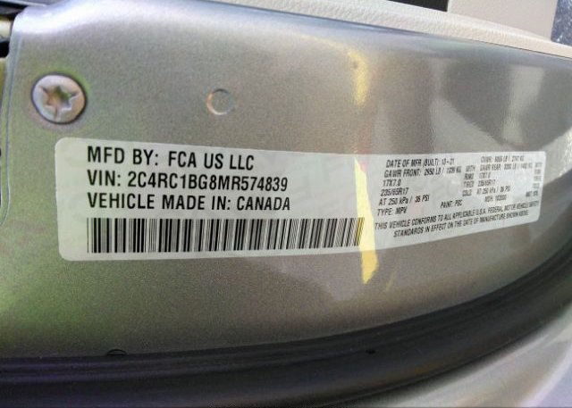 2021 CHRYSLER PACIFICA(VIN: 2C4RC1BG8MR574839