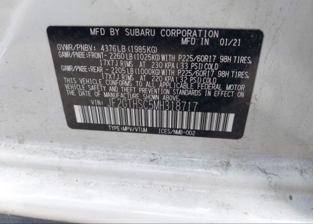 2021 SUBARU CROSSTREK(VIN: JF2GTHSC5MH318717