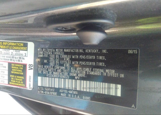 4T3ZA3BB3FU096523 2015 TOYOTA VENZA