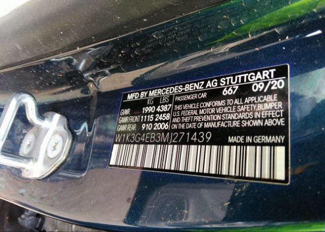 2021 MERCEDES-BENZ A-CLASS(VIN: W1K3G4EB3MJ271439