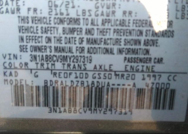 2021 NISSAN SENTRA(VIN: 3N1AB8CV9MY297319