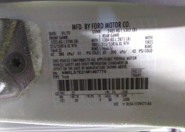 2021 FORD TRANSIT CONNECT VAN(VIN: NM0LS7E21M1497776