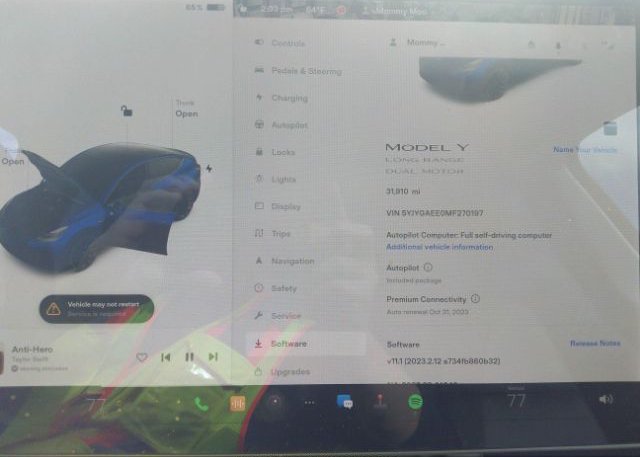 2021 TESLA MODEL Y(VIN: 5YJYGAEE0MF270197