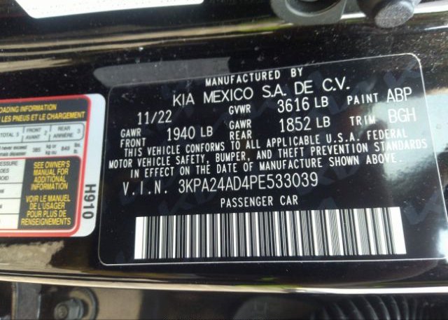 2023 KIA RIO(VIN: 3KPA24AD4PE533039