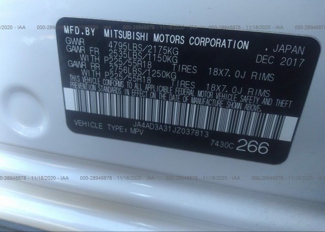 JA4AD3A31JZ037813 2018 MITSUBISHI OUTLANDER