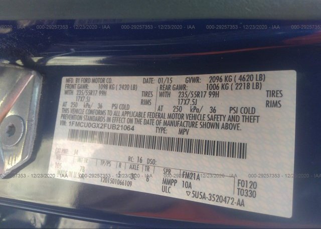 1FMCU0GX2FUB21064 2015 FORD ESCAPE