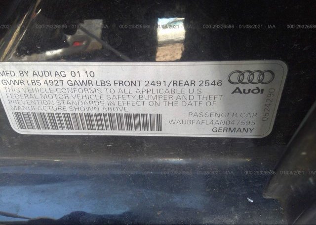 WAUBFAFL4AN047595 2010 AUDI A4