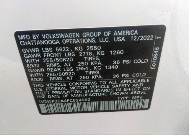 2023 VOLKSWAGEN ATLAS(VIN: 1V2WP2CA4PC524992