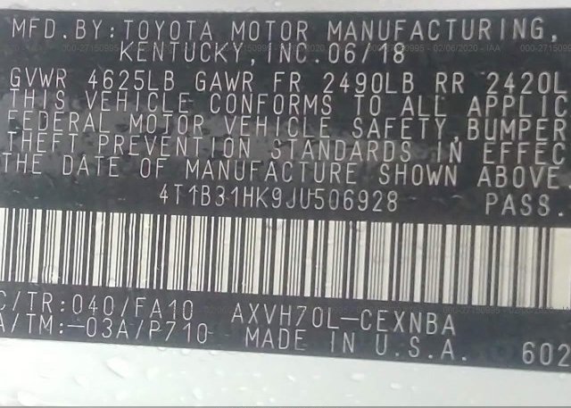 4T1B31HK9JU506928 2018 Toyota CAMRY