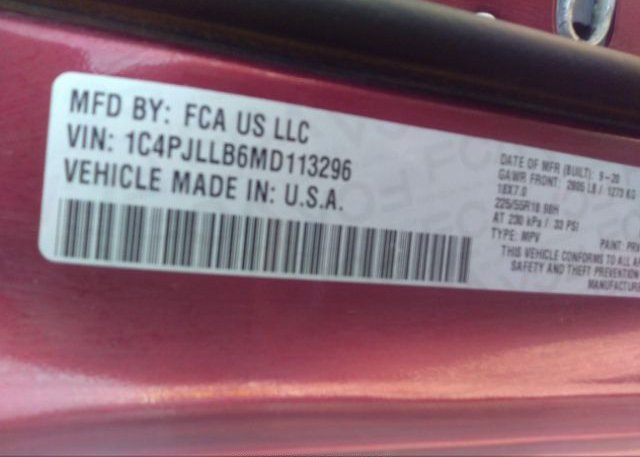 2021 JEEP CHEROKEE(VIN: 1C4PJLLB6MD113296