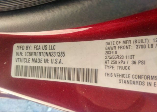 2022 RAM 1500(VIN: 1C6RREBT0NN231385