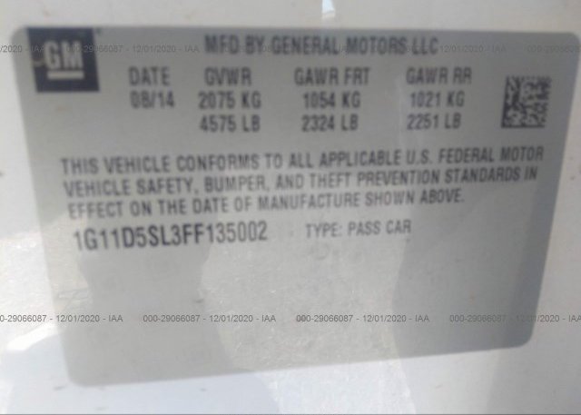 1G11D5SL3FF135002 2015 CHEVROLET MALIBU