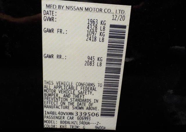 2021 NISSAN ALTIMA(VIN: 1N4BL4DVXMN339506