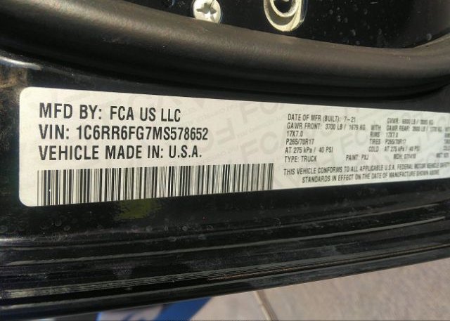 2021 RAM 1500 CLASSIC(VIN: 1C6RR6FG7MS578652