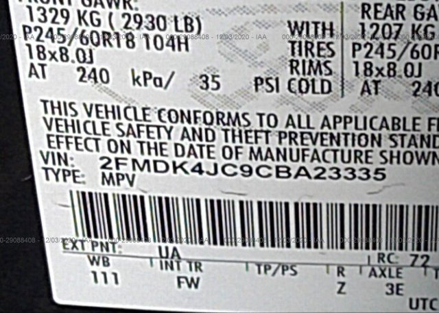 2FMDK4JC9CBA23335 2012 FORD EDGE