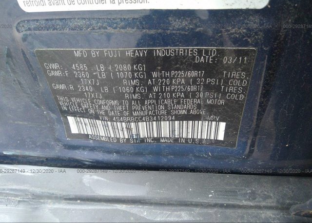 4S4BRBCC4B3412094 2011 SUBARU OUTBACK
