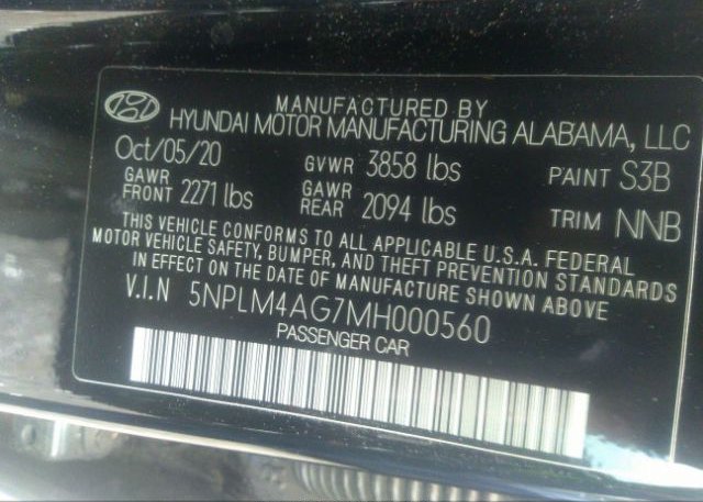 2021 HYUNDAI ELANTRA(VIN: 5NPLM4AG7MH000560