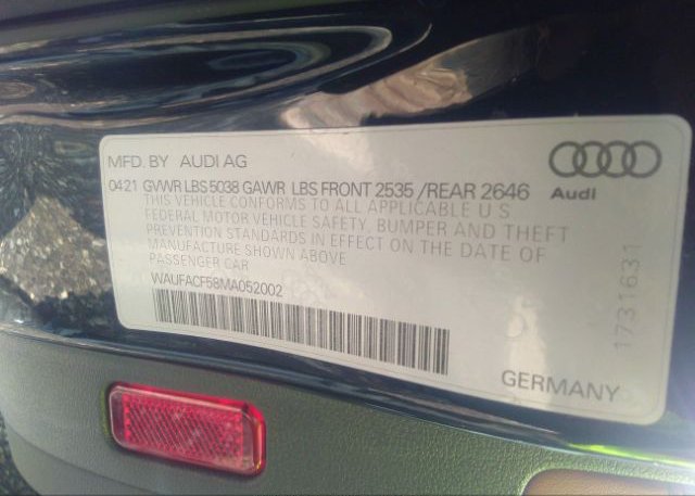 2021 AUDI A5 SPORTBACK(VIN: WAUFACF58MA052002