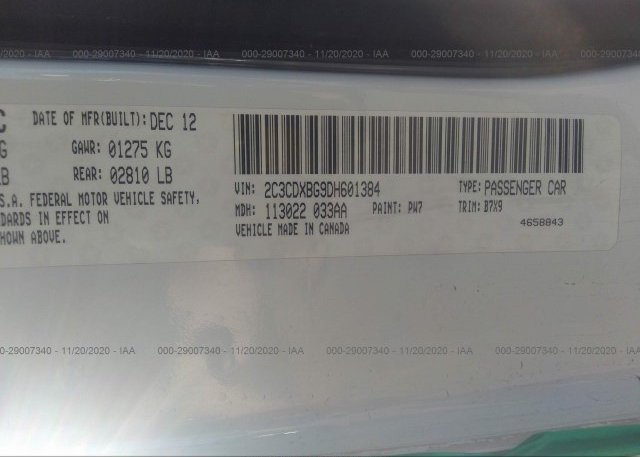 2C3CDXBG9DH601384 2013 DODGE CHARGER