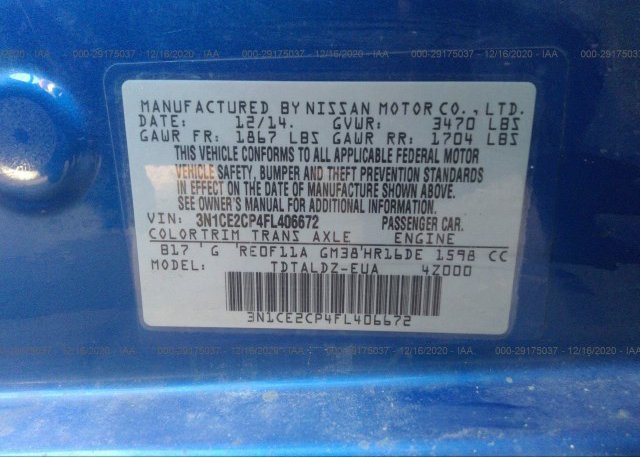 3N1CE2CP4FL406672 2015 NISSAN VERSA NOTE