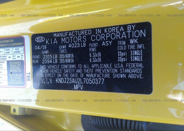 KNDJ23AU2L7050377 2020 KIA SOUL