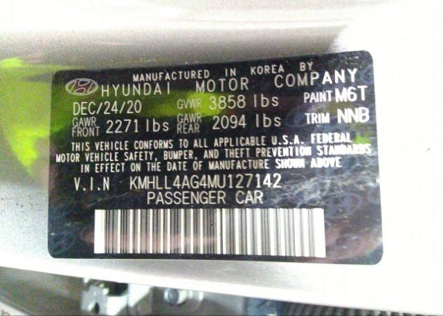2021 HYUNDAI ELANTRA(VIN: KMHLL4AG4MU127142