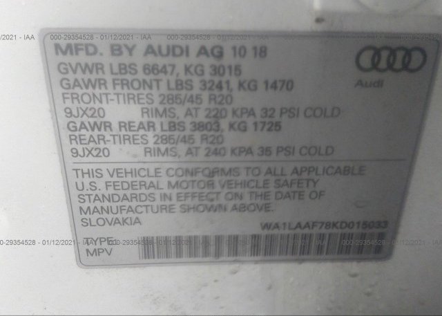WA1LAAF78KD015033 2019 AUDI Q7