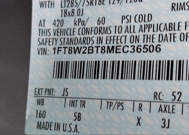 2021 FORD SUPER DUTY F-250 SRW(VIN: 1FT8W2BT8MEC36506