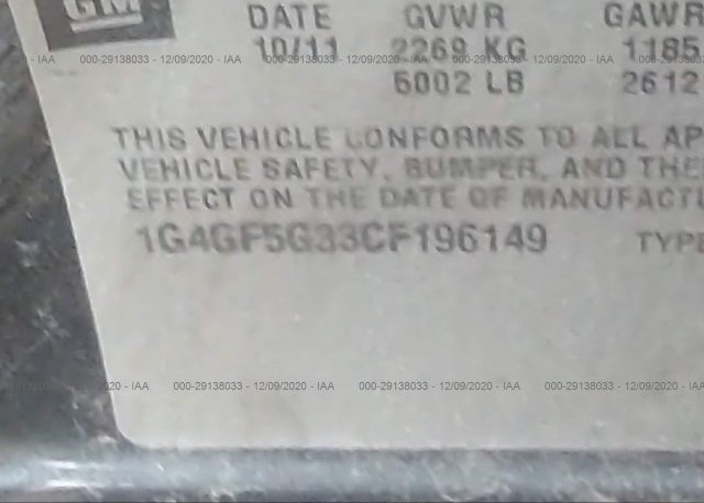 1G4GF5G33CF196149 2012 BUICK LACROSSE