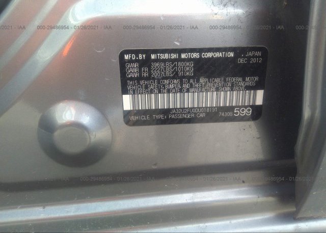 JA32U2FU0DU018191 2013 MITSUBISHI LANCER