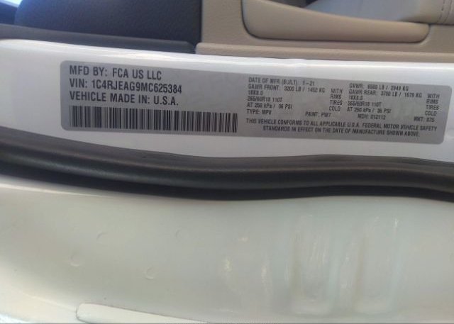 2021 JEEP GRAND CHEROKEE(VIN: 1C4RJEAG9MC625384