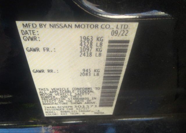 2023 NISSAN ALTIMA(VIN: 1N4BL4CVXPN301571