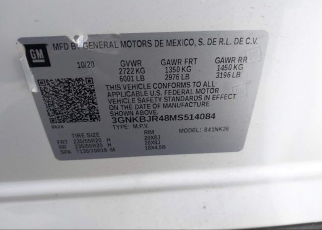 2021 CHEVROLET BLAZER(VIN: 3GNKBJR48MS514084