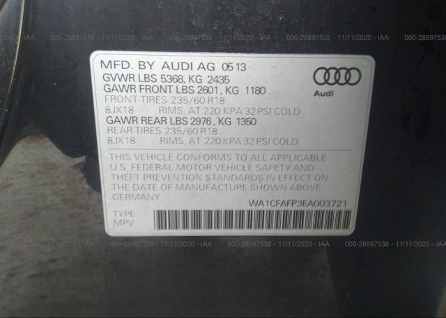 WA1CFAFP3EA003721 2014 AUDI Q5