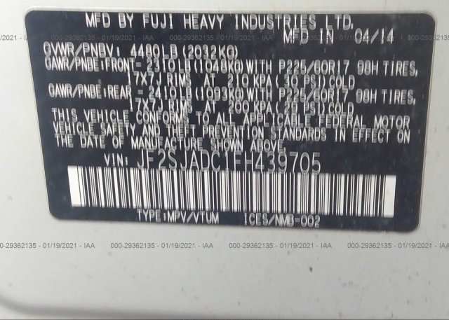 JF2SJADC1FH439705 2015 SUBARU FORESTER