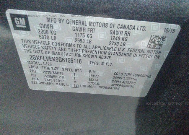 2GKFLVEK9G6156116 2016 GMC TERRAIN