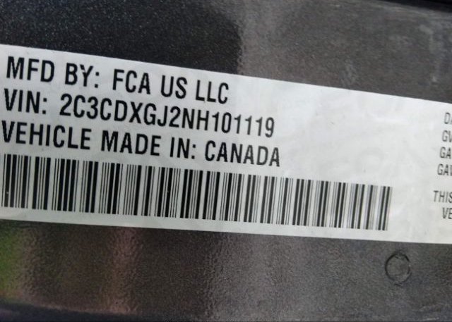 2022 DODGE CHARGER(VIN: 2C3CDXGJ2NH101119