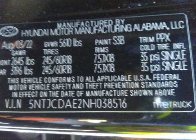2022 HYUNDAI SANTA CRUZ(VIN: 5NTJCDAE2NH038516