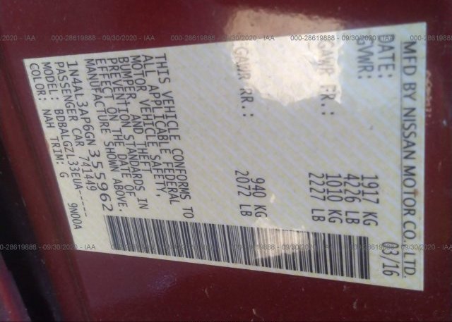 1N4AL3AP6GN355962 2016 NISSAN ALTIMA