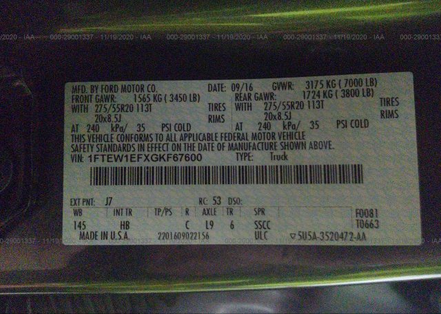 1FTEW1EFXGKF67600 2016 FORD F-150