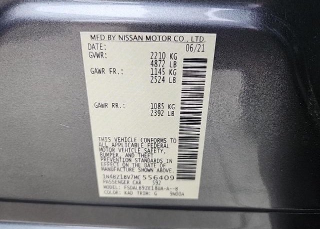2021 NISSAN LEAF(VIN: 1N4BZ1BV7MC556409