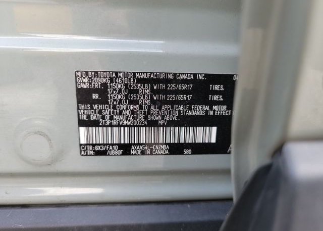 2021 TOYOTA RAV4 XLE/XLE PREMIUM(VIN: 2T3P1RFV9MW200234