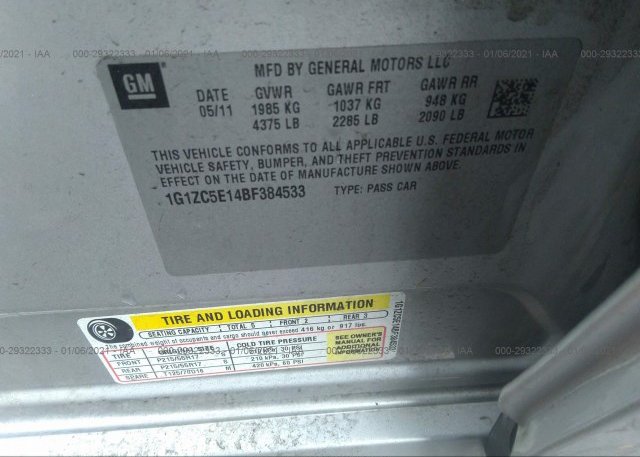 1G1ZC5E14BF384533 2011 CHEVROLET MALIBU