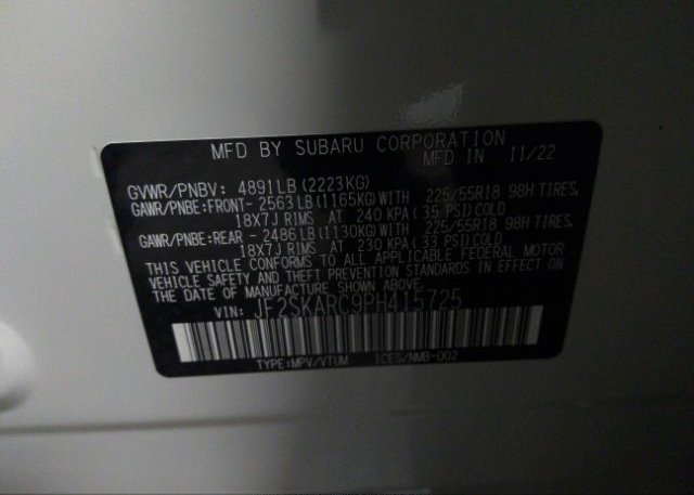 2023 SUBARU FORESTER(VIN: JF2SKARC9PH415725